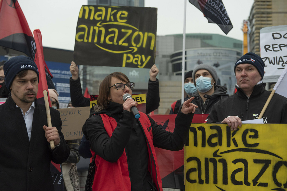 Workers and activists in Poland join the Make Amazon Pay protests.