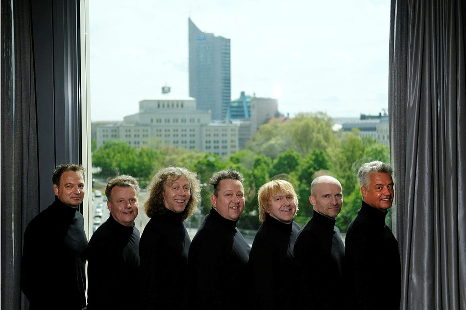 Prinzen-Gruppenfoto in Leipzig: Mathias Dietrich (56), Henri Schmidt (53), Ali Zieme (50), Sebastian Krumbiegel, Tobias Künzel, Wolfgang Lenk (54) und Jens Sembdner (54, v.l.).