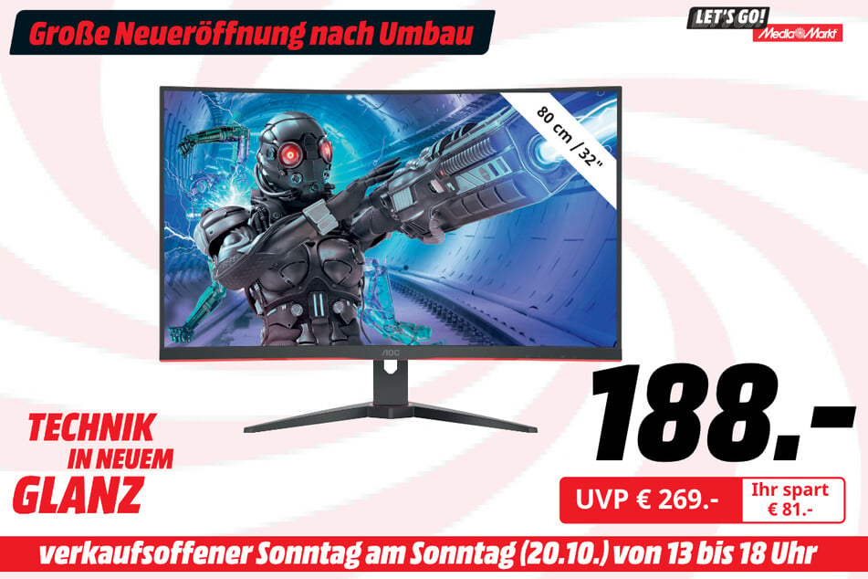 AOC-Gaming-Monitor für 188 statt 269 Euro.