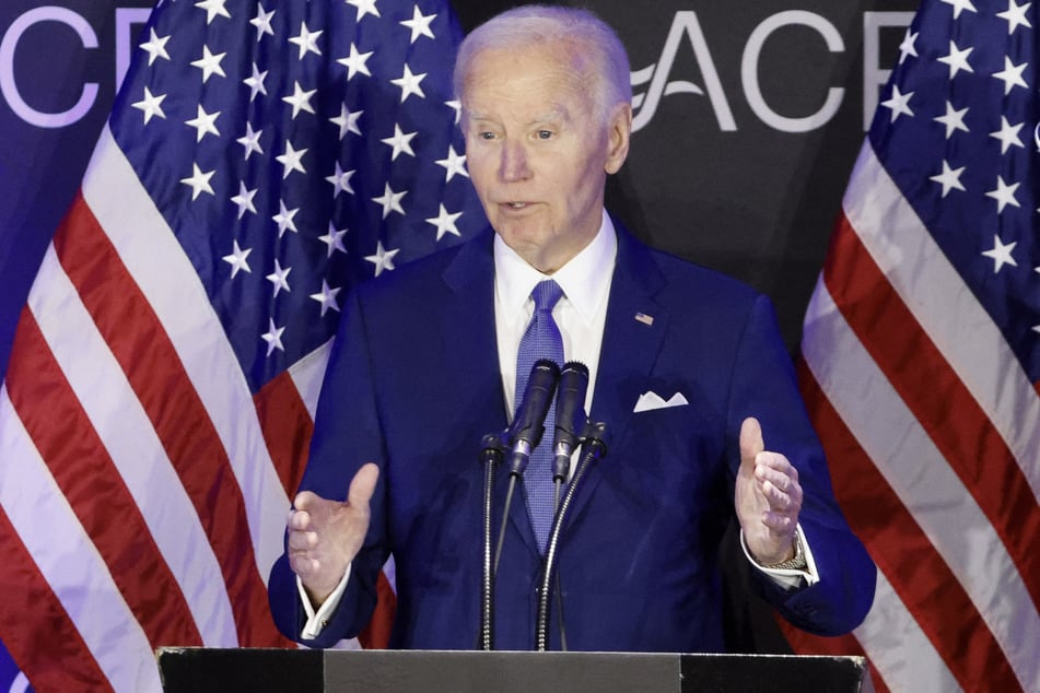 US President Joe Biden speaks during a conference of the Advocates, Counselors and Representatives for the Disabled (ACRD) at the Sofitel Hotel in Chicago, Illinois, on April 15, 2025.