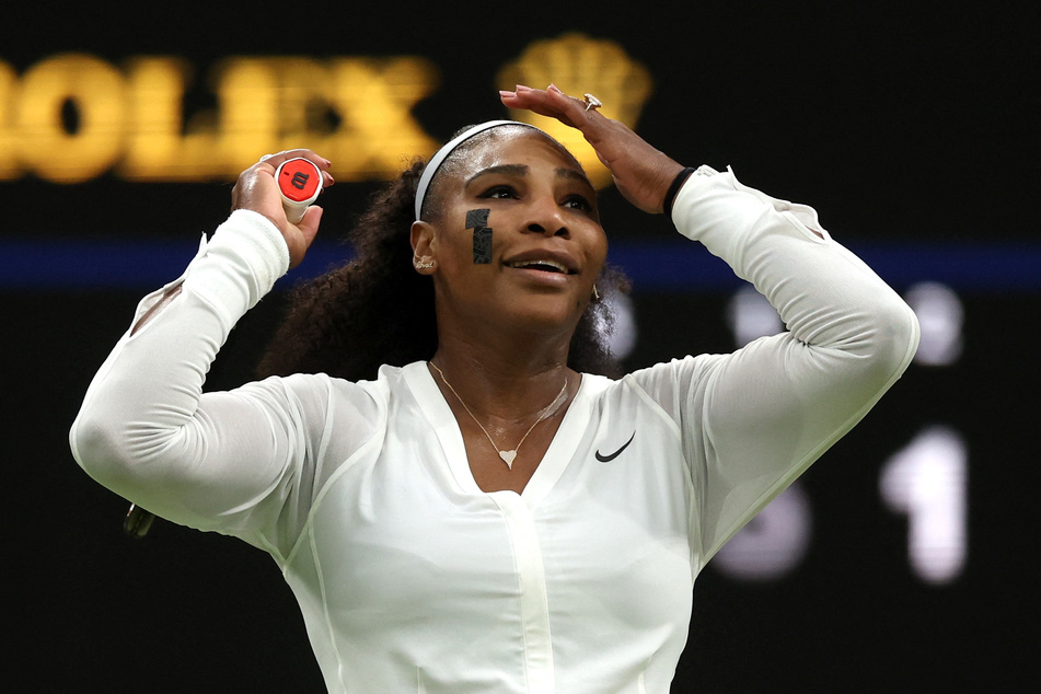 Serena Williams during the first set of her third-round loss to Harmony Tan at Wimbledon.