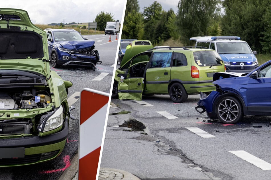 Drei Verletzte bei Auto-Kollision in Sachsen
