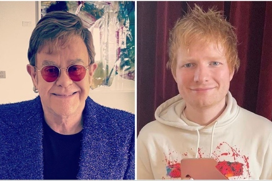 Elton John (l.) and Ed Sheeran released the music video for the holiday single Merry Christmas on Friday.