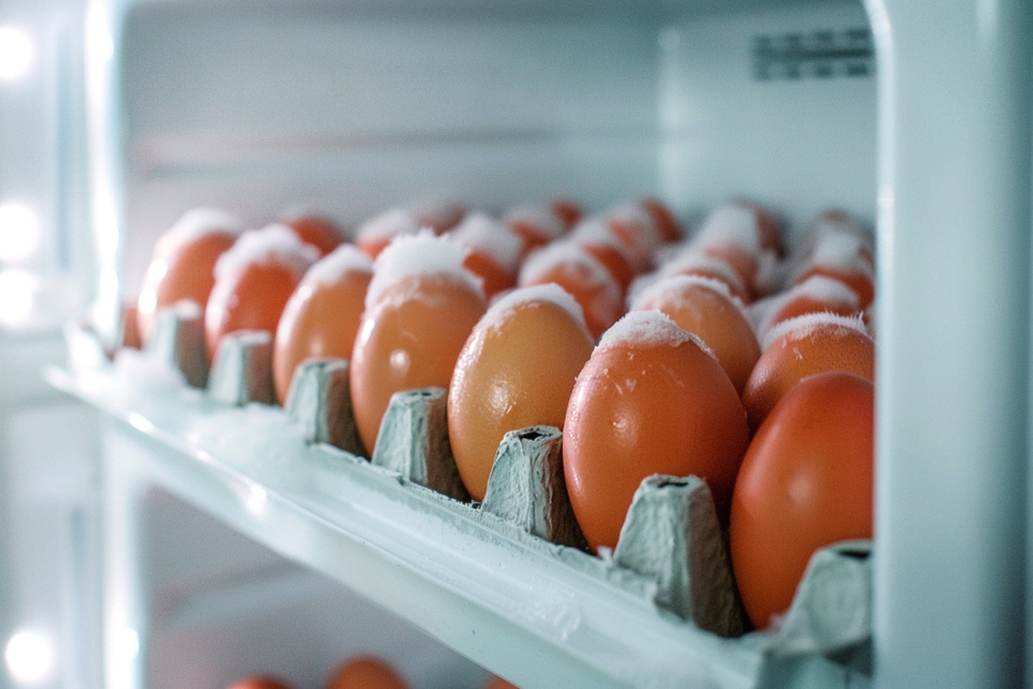 Ganze Eier würden im Tiefkühlfach kaputt gehen.