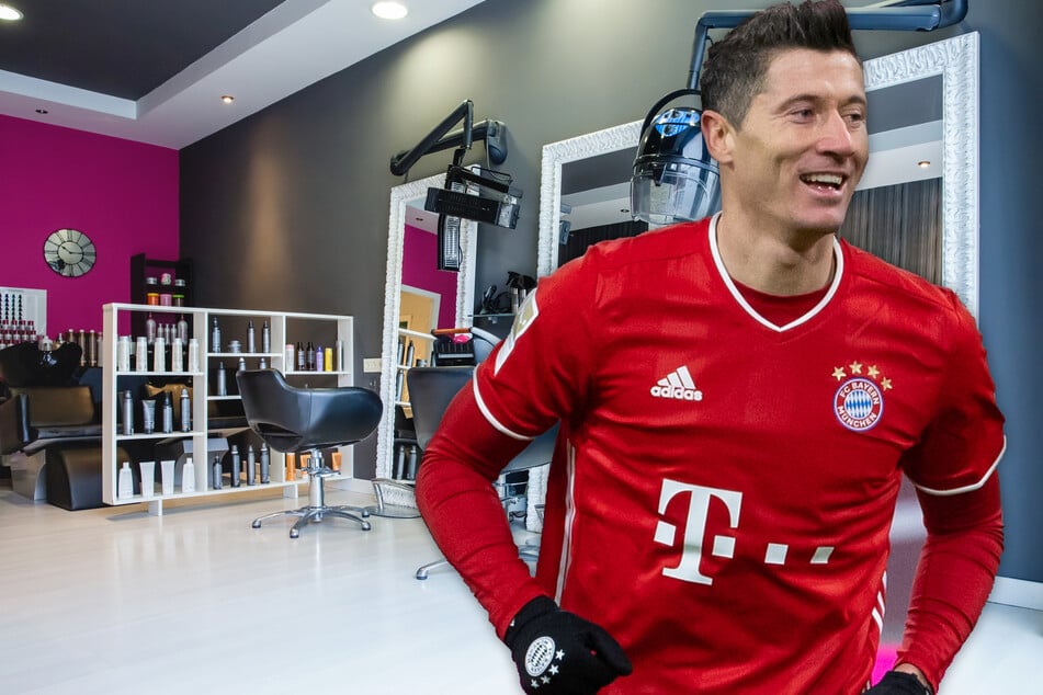 Fotomontage: Auch beim Blick auf das Haupthaar von FC Bayern München-Topscorer Robert Lewandowski (32) kommt der Verdacht auf, dass dort ein Profi am Werk war (Symbolfoto).