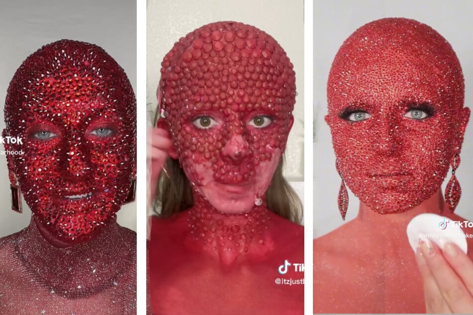 TikTokers tried to recreate Doja Cat's iconic red crystal look from Paris Fashion Week.