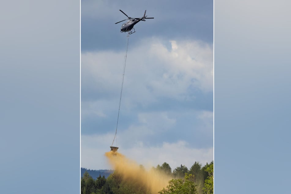 Der Helikopter war im Einsatz zum Kalken des Waldbodens. (Symbolbild)