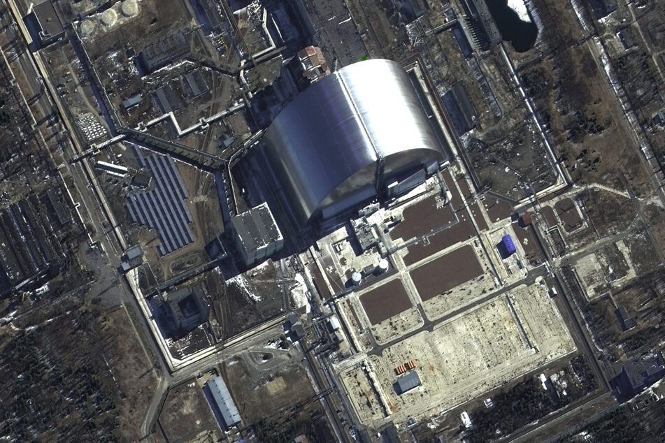 Auf einer Sateliten-Aufnahme sind die Atomkraftanlagen von Tschernobyl in der Ukraine zu sehen.