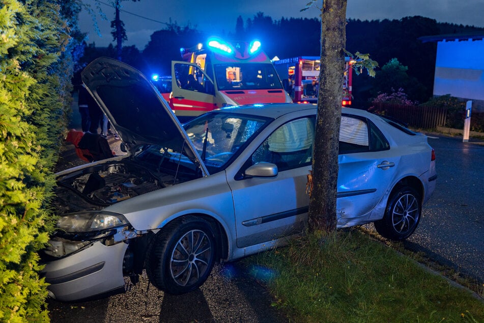 Ein Renault krachte am Dienstagabend in Neustadt (Vogtland) gegen einen Baum. Das Fahrzeug musste abgeschleppt werden.