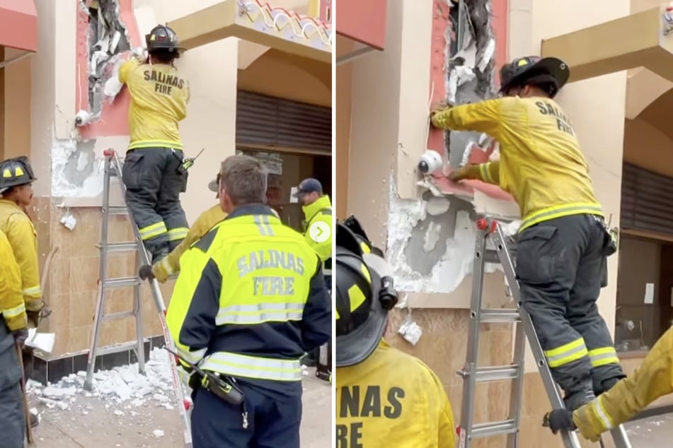 In Kalifornien musste die Feuerwehr eine Wand aufschneiden, nachdem Polizisten daraus Hilferufe gehört hatten.