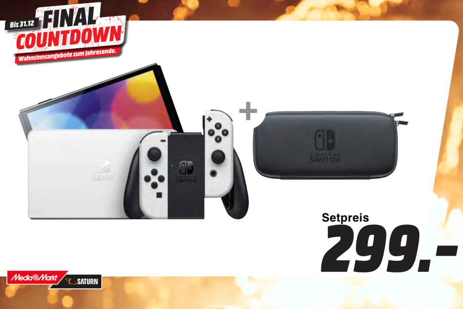 Nintendo OLED-Switch + Aufbewahrungstasche für 299 Euro.