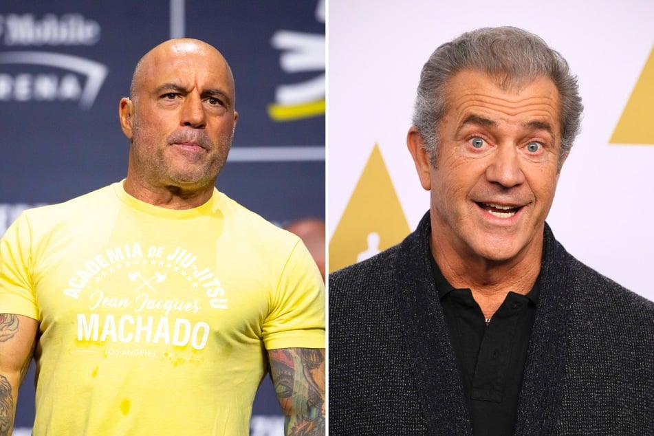 Actor Mel Gibson (r.) was recently doing a podcast interview with Joe Rogan (l.) criticizing California leadership as his Los Angeles home was being destroyed by wildfires.