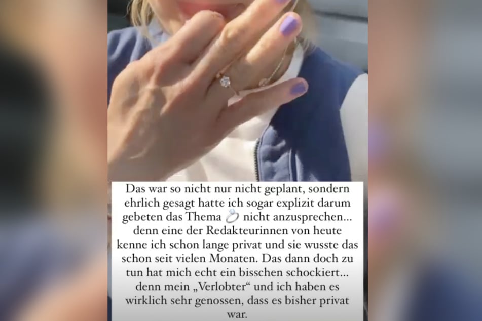 Nina präsentiert ihren Verlobungsring auf Instagram