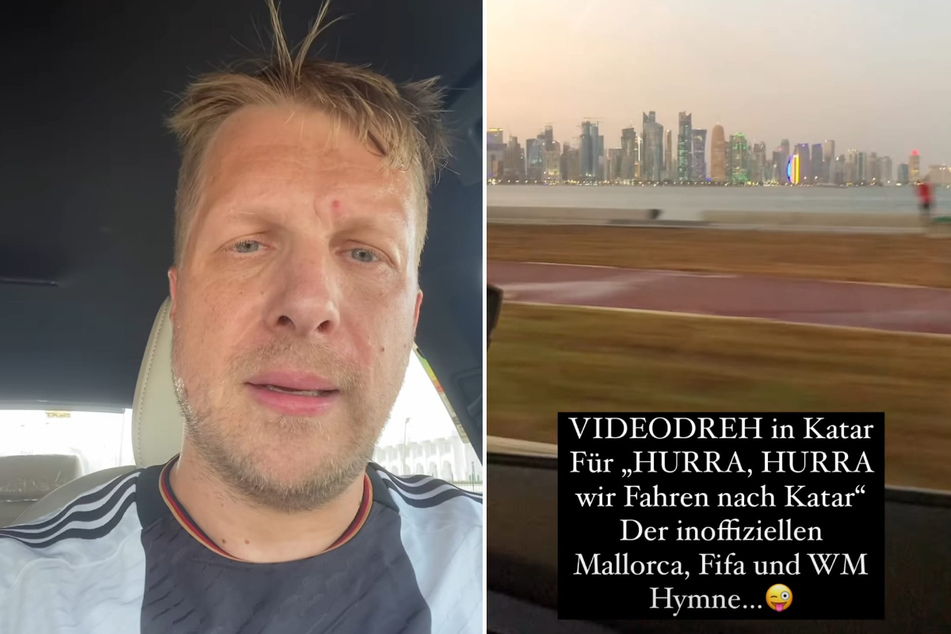 Oliver Pocher (44) dreht in Katar das Video zu seinem WM-Song "Hurra hurra, wir fahren nach Katar".