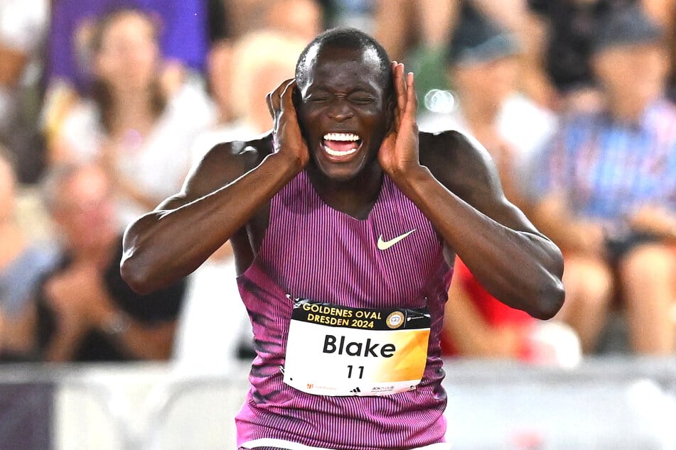 Olympiasieger Jerome Blake (29) freute sich über Triumph über 100 Meter.