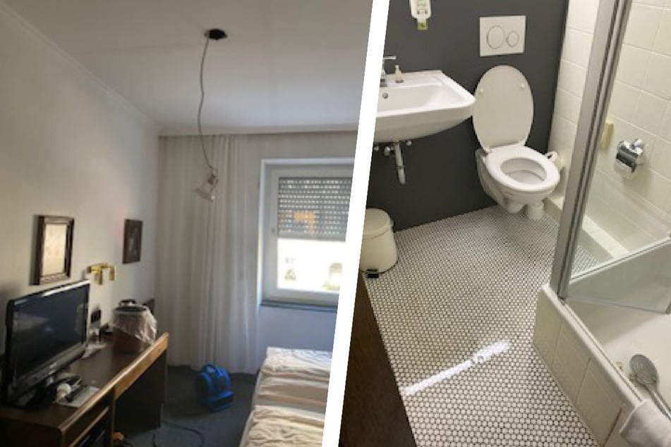 Hotel-Chefin Manuela Holzer hat Aufnahmen vom Zimmer gemacht. Aus der Dusche heraus verteilte sich das Wasser über mehrere Etagen.