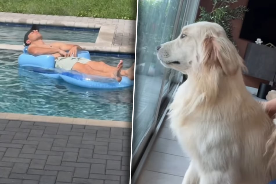 Corey Moriarty möchte einfach mal entspannen. Golden Retriever Bauer will das nicht.