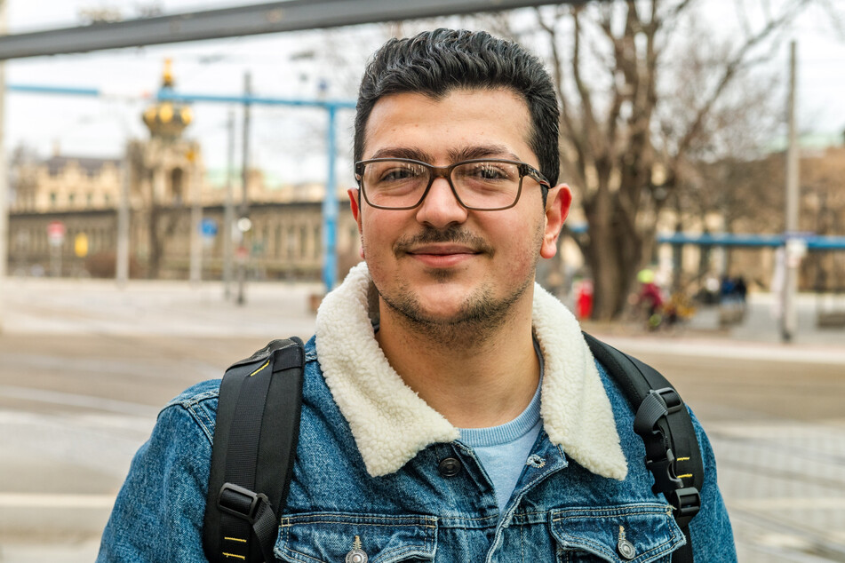 Ayman Ajamieh (24) kam zu Fuß aus Gorbitz bis ins Stadtzentrum gelaufen.