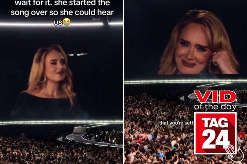 Today's Viral Video of the Day features a girl on TikTok who caught a heartwarming moment at an Adele concert!