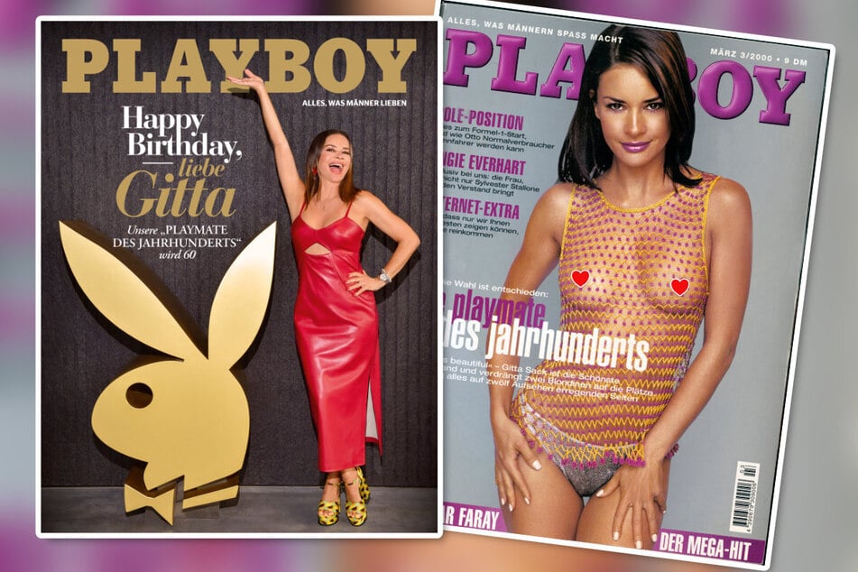 In der aktuellen Februar-Ausgabe (links) wird Gitta Saxx, das "Playmate des Jahrhunderts" (r., Archiv), zu ihrem 60. Geburtstag erneut gefeiert.