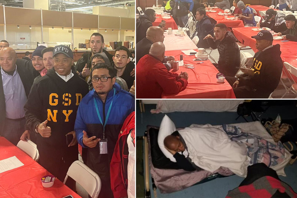 Mayor Eric Adams crashes at emergency migrant shelter as NYC freezes