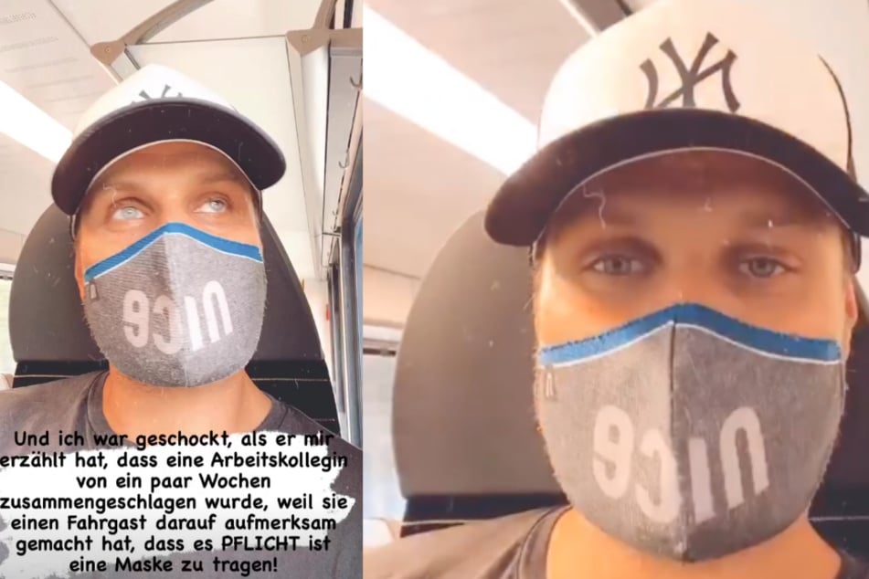 Mimi Kraus ist mit dem Zug unterwegs und berichtet seinen Fans in seiner Instagram-Story von einem Gespräch mit einem Kontrolleur.