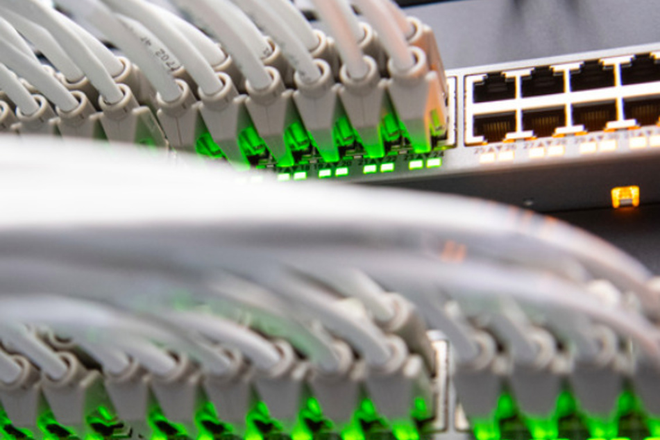 Netzwerkkabel stecken in einem Rechenzentrum des bayerischen Landeskriminalamts (BLKA). Viele bayerische Unternehmen schützen sich gegen Cyberkriminalität. (Symbolbild)
