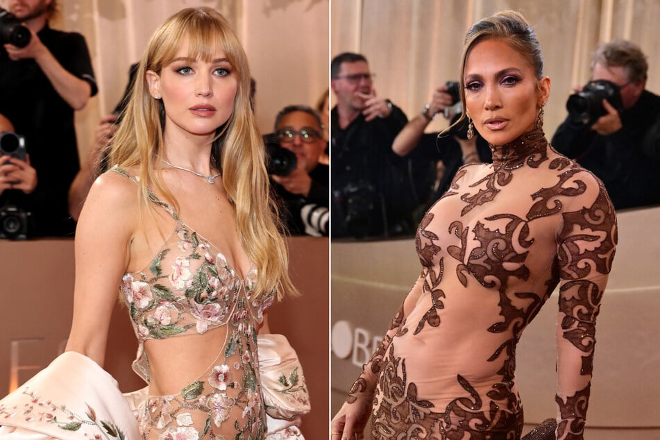 Jennfer Lawrence (l.) and Jennifer Lopez both rocked daring, nearly-naked dresses to the ceremony.
