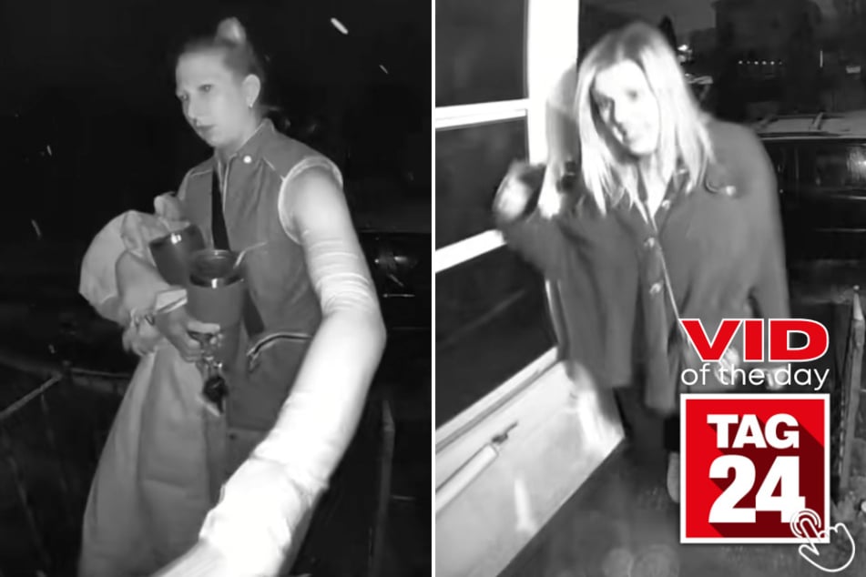 These two women clearly had a great night out... but only one of them made it inside!