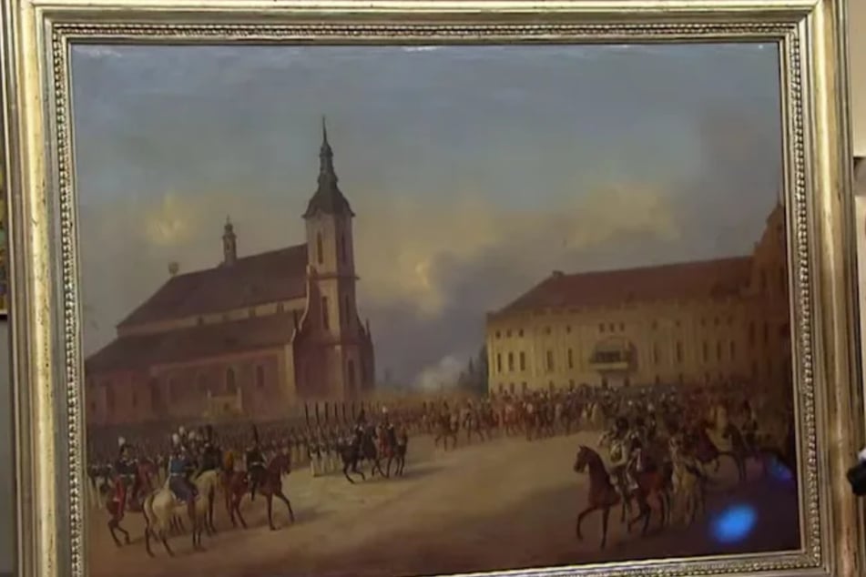 Das Bild zeigt die Quandtsche Mühle in Leipzig, wo Napoleon bei der Völkerschlacht von Leipzig sein Quartier bezogen hat.