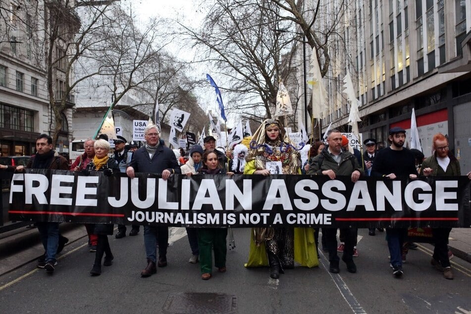 Julian Assange's supporters stage carnival for his release in London