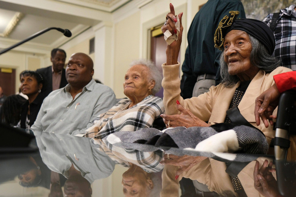 Viola Ford Fletcher (c.) and Lessie Benningfield Randle (r.) are the last two known living survivors of the 1921 Tulsa Race Massacre.