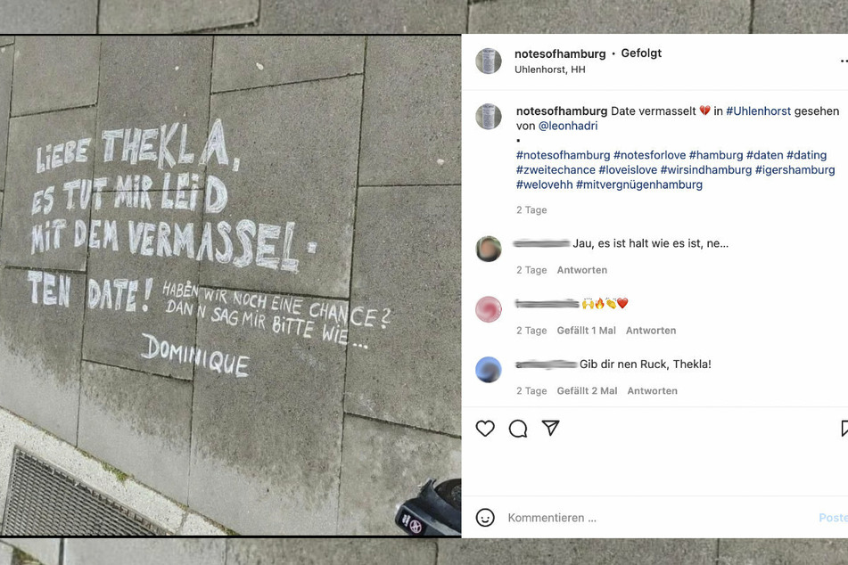 Die Zeilen wurden mit Kreide auf einen Bürgersteig in Hamburg geschrieben.