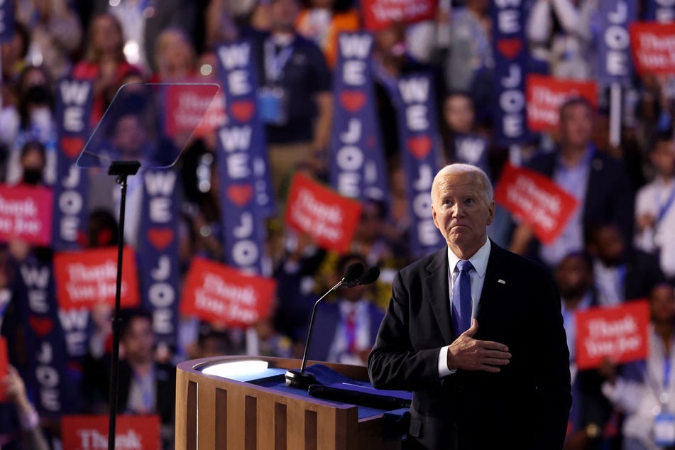 President Joe Biden bids farewell and throws his support behind Kamala Harris at the Democratic National Convention in Chicago, Illinois.