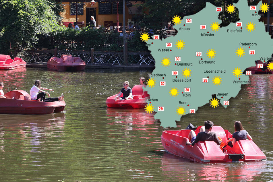 Menschen genießen das Sommerwetter in NRW: Im Rheinland wird's besonders heiß