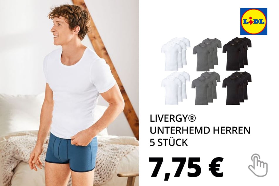 LIVERGY® Unterhemd Herren, 3 Stück, aus reiner Baumwolle