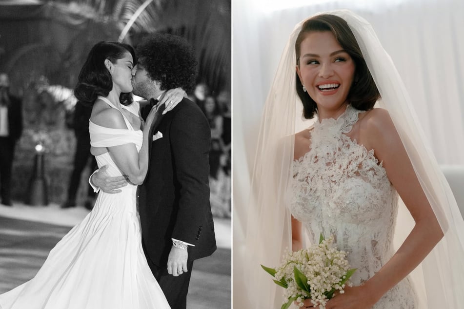Selena Gomez has sent fans into a frenzy with a peek at all three of the lavish looks she wore on the day of her wedding to Benny Blanco.
