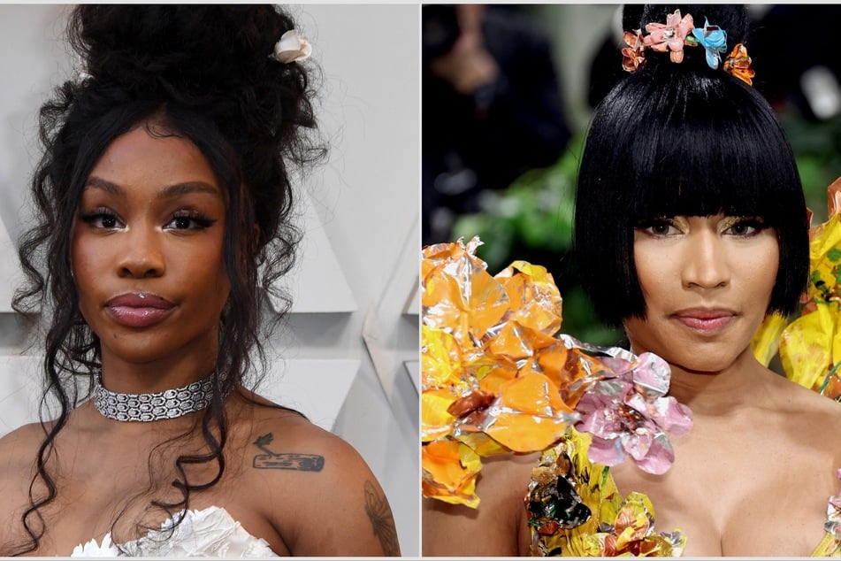 Nicki Minaj and SZA (l.) had social media shook after the two got into an ugly spat on X.