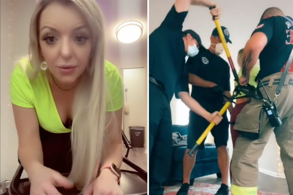 Frau dreht Fetisch-Video mit einem Klappstuhl, dann muss die Feuerwehr anrücken!