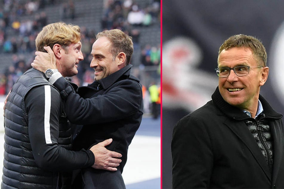 Trainer Ralph Hasenhüttl, Geschäftsführer Oliver Mintzlaff und Sportdirektor Ralf Rangnick (v.l.n.r.) können sicher für die nächste Saison planen.