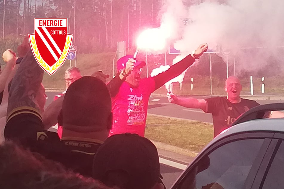 So geht Aufstieg! Cottbus rastet völlig aus und feiert Pyro-Party auf Rastplatz