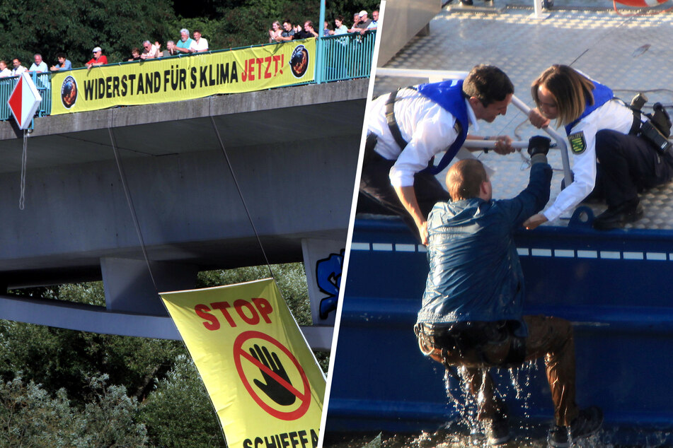 Vom Mob in die Elbe geschubst: Rettet die Wasserpolizei hier einen Klima-Schützer?
