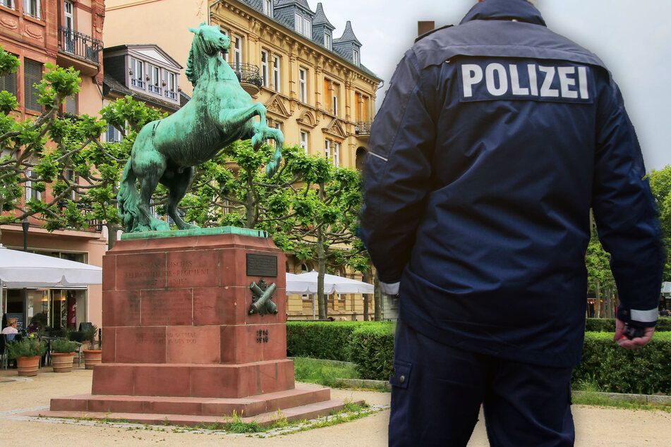Fotomontage: Die trinkfreudigen Randalen hatten sich auf dem Luisenplatz in Wiesbaden zusammengefunden (Symbolbild).
