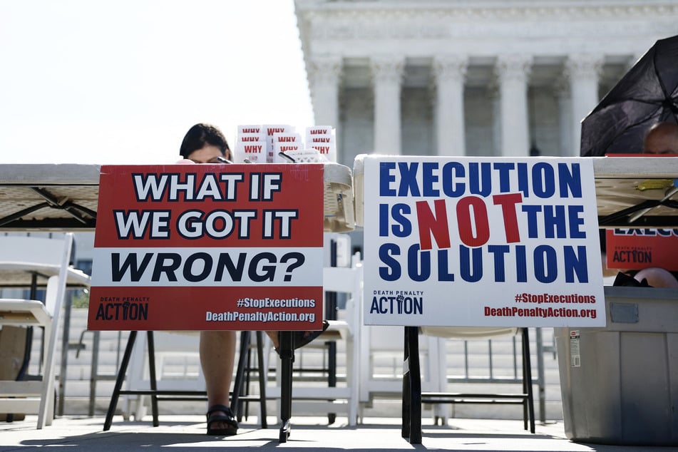 Activists rally against the death penalty outside of the US Supreme Court Building on July 2, 2024.