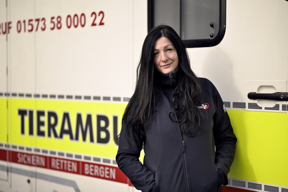 Sandra Kögel (48) und ihre Mitstreiter von der Chemnitzer Tierrettung versuchten alles, um den verletzten Storch zu retten.