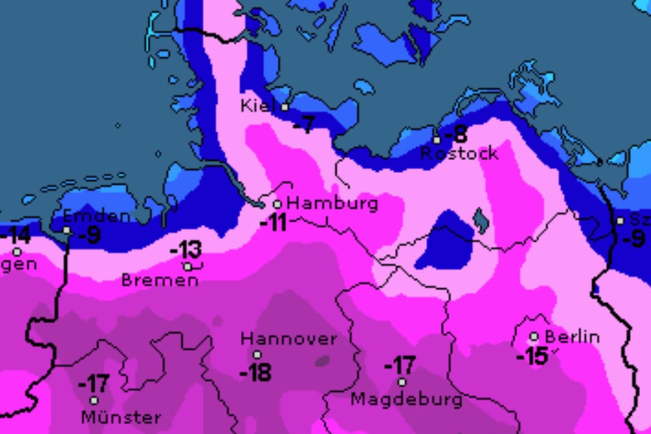 In Hamburg werden Tiefsttemperaturen von bis zu -11 Grad erwartet.