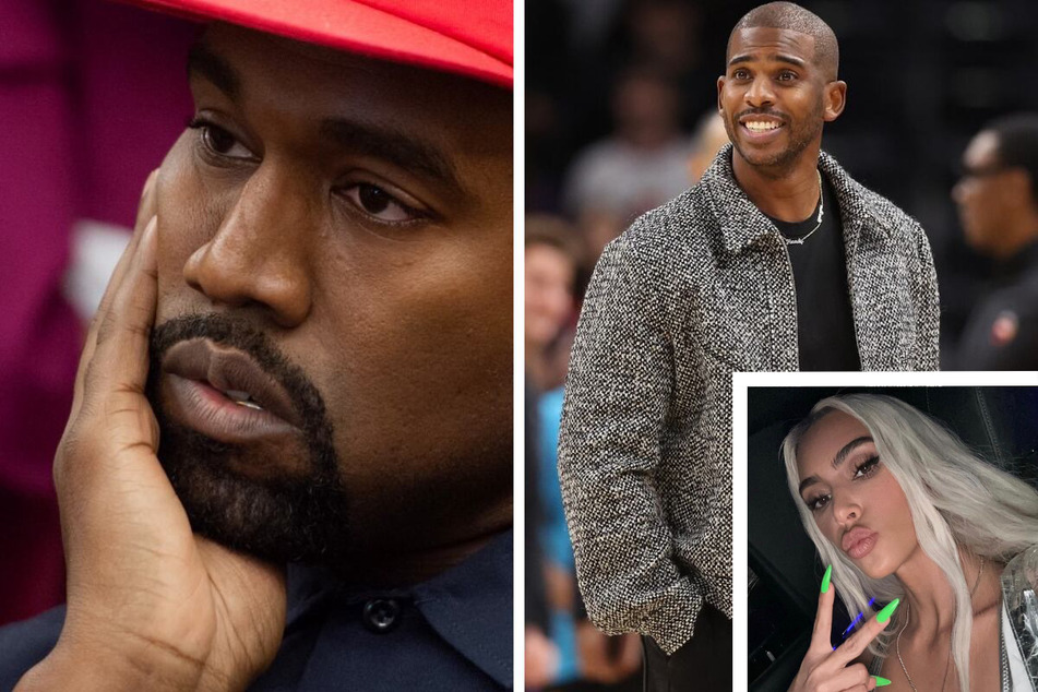 On Thursday night, Ye (l.) accused NBA star Chris Paul (r.) of having an affair with his ex-wife Kim Kardashian (inset) amid a Twitter rant.