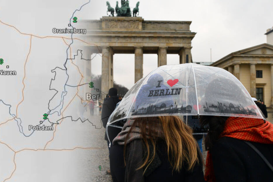 Berliner und Brandenburger sollten besser ihren Schirm einpacken. (Bildmontage)