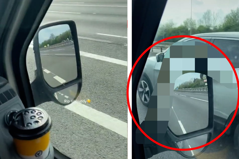 Horror auf der Autobahn: Mann ist schockiert, als er in seinen Außenspiegel sieht