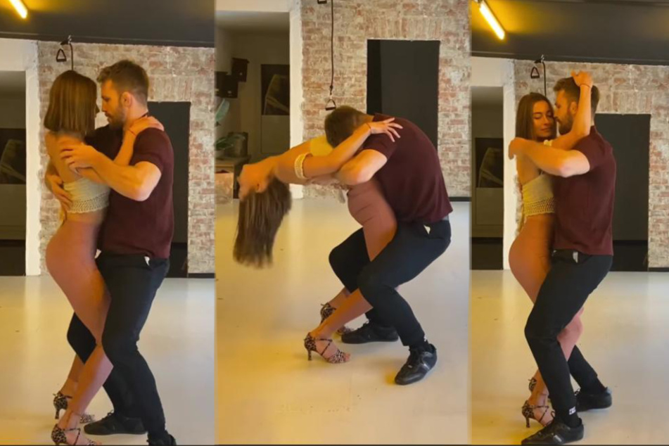 Jennifer Lange (27) zeigt sich auf Instagram eng umschlungen mit Tanzpartner und MMA-Fighter Jonas Billstein (29). (Bildmontage)